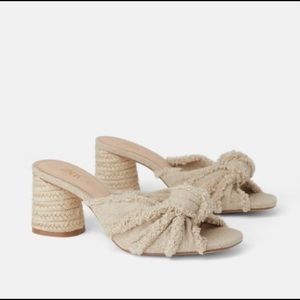 Zara linen frayed Heel Sandals